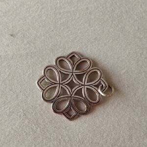 Retired James Avery Sterling Silver Floral Filigree Pendant - Silver